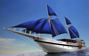 Blue sail boat image
